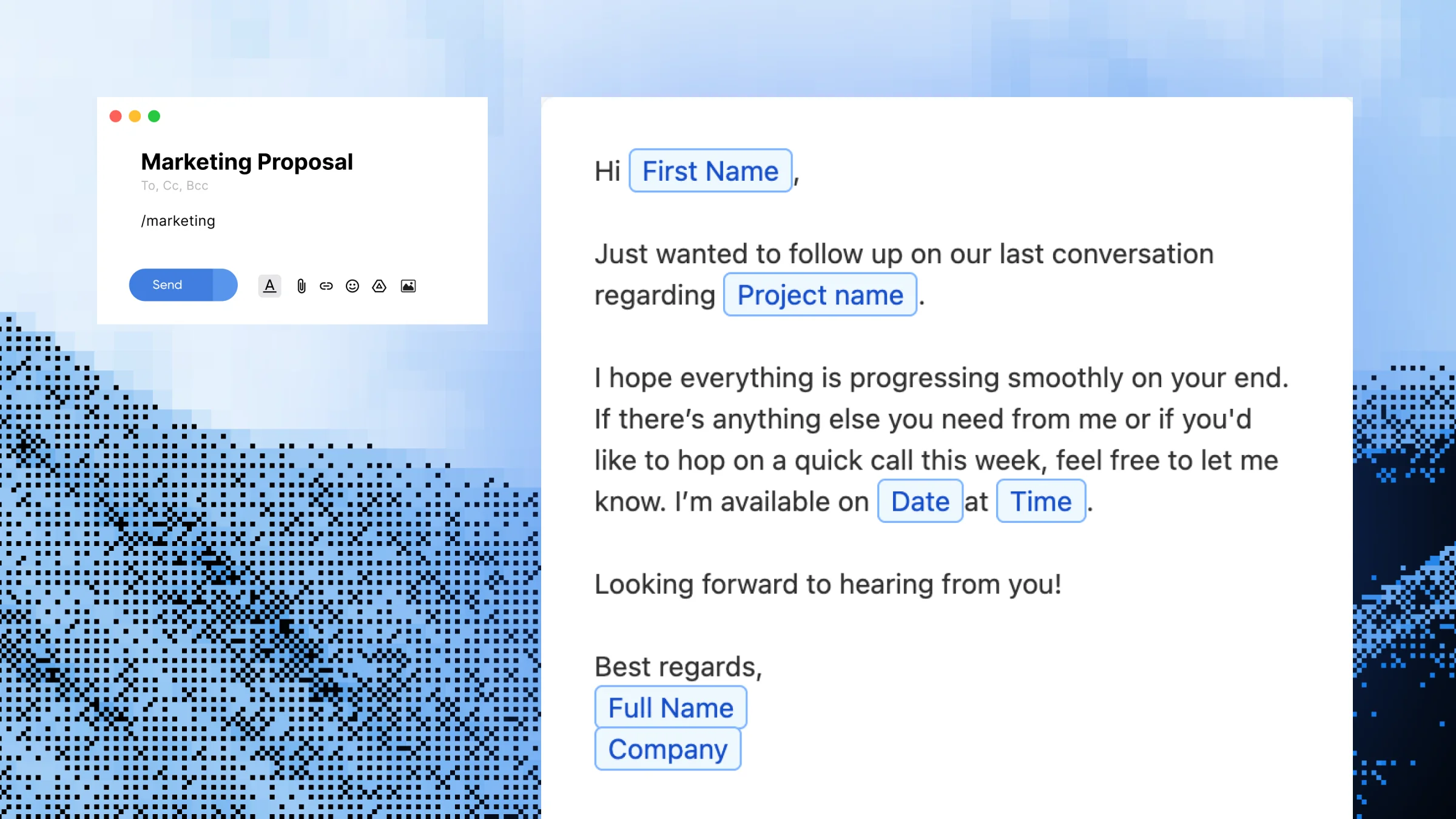 Slashit Dynamic Templates filling personalised values into a message